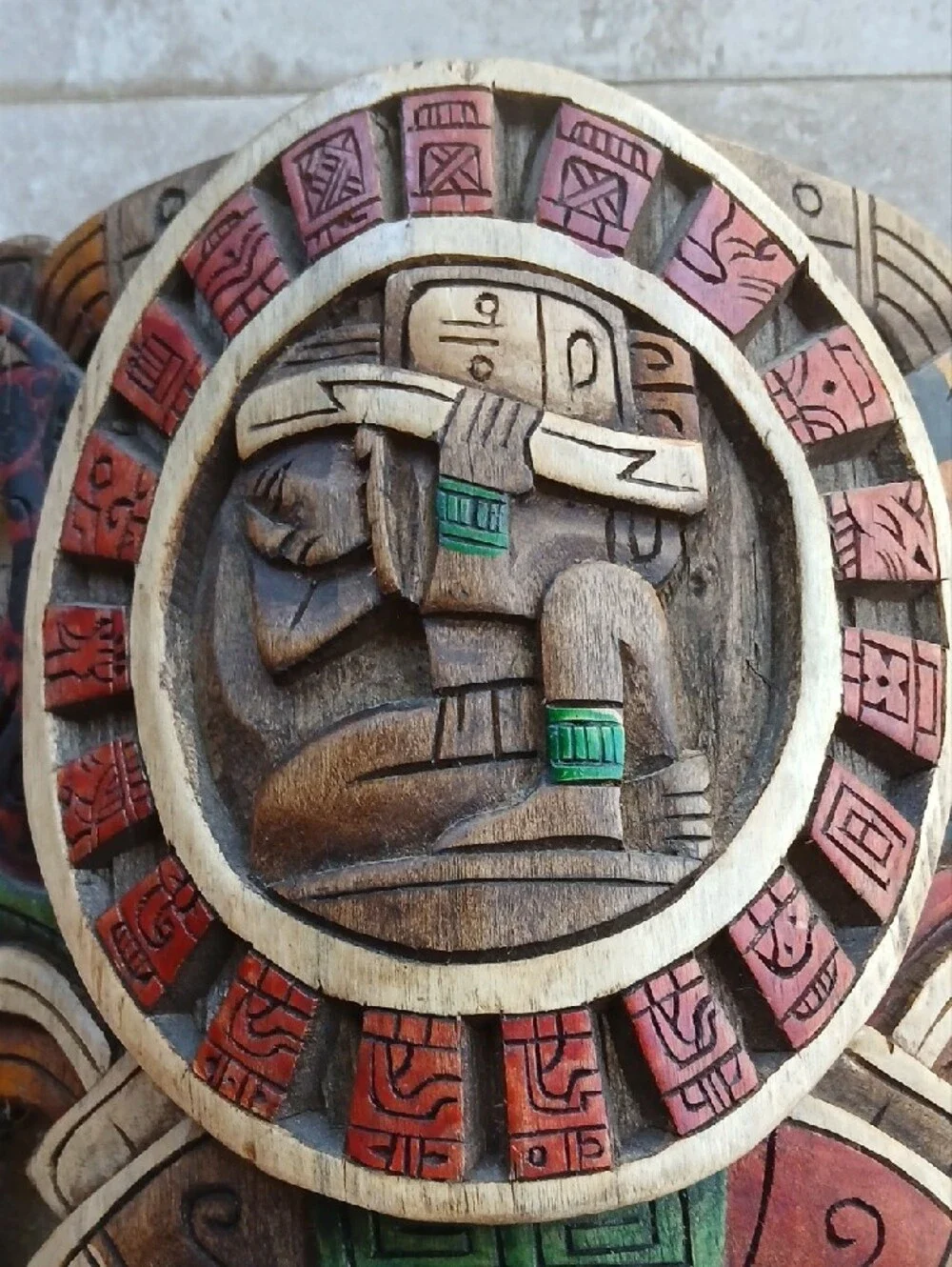 Hand Crafted Wooden Folk Art Aztec Wall Mask Made in Mexico
